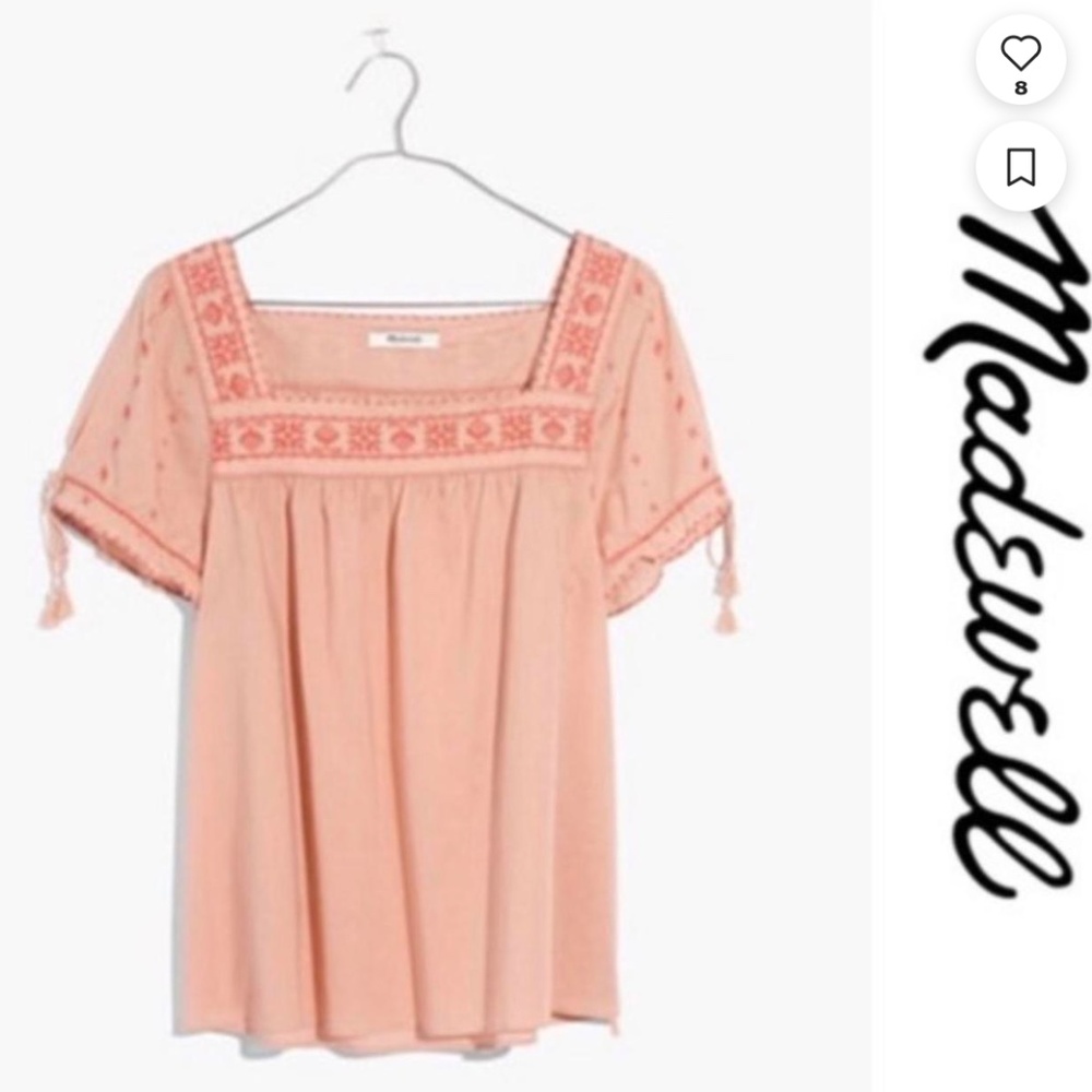 Madewell Embroidered La Villa Peasant Top